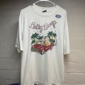 Vintage 1994 Betty Boop Diamond Dust Classic Car Glitter Tee L USA